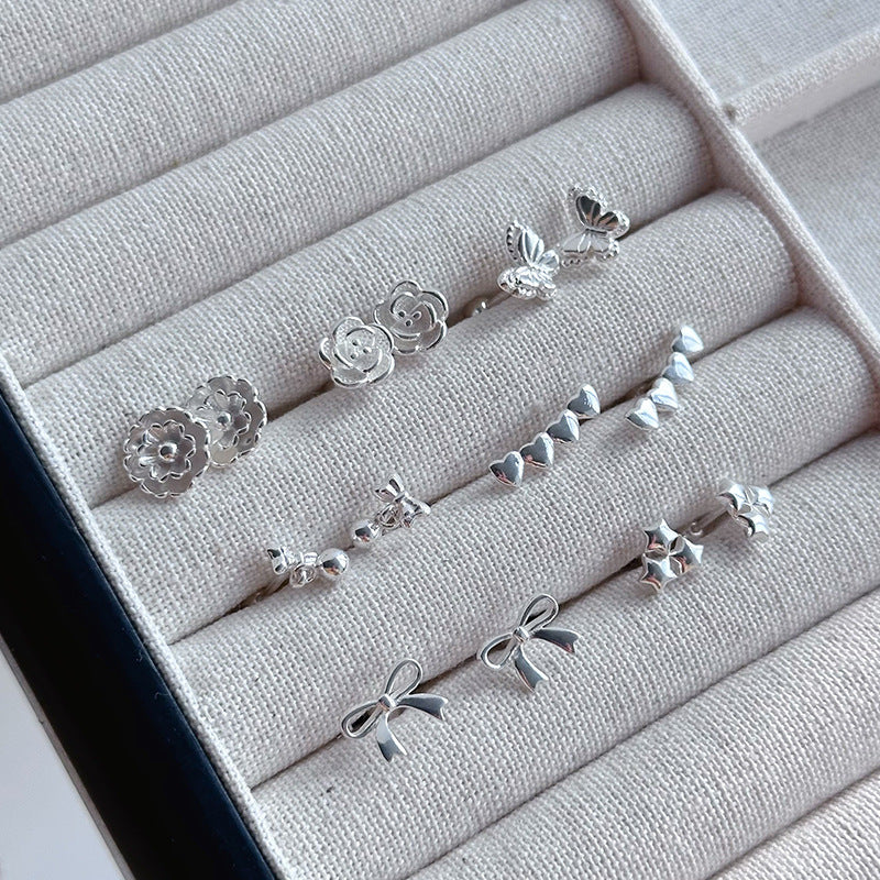 999 Pure Silver Ear Studs Ear Screws Tightening Buckle Earrings